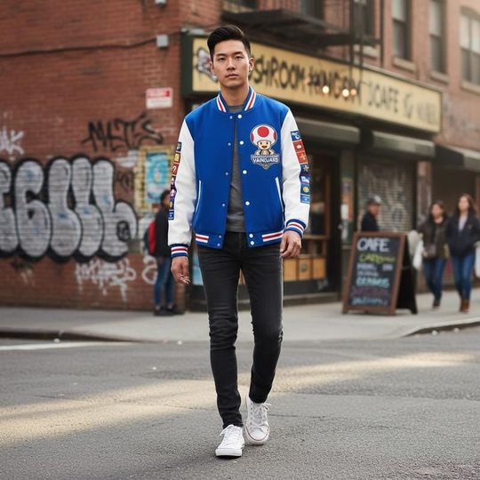 Toad Mushroom Baseball Jacket Super Mario Baseball Jersey Mario Game Gaming Shirt Epic Universe Family Disneyland Mario Group Shirt