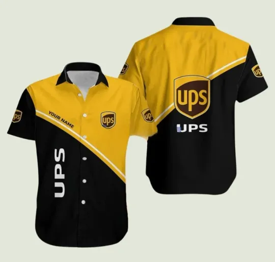 Discover Postal Service Logo Black And Yellow Hawaiian Shirt