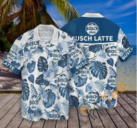 Discover Light Beer Tropical Flower Hawaaiian Shirt Casual Tropical Short Sleeve Button