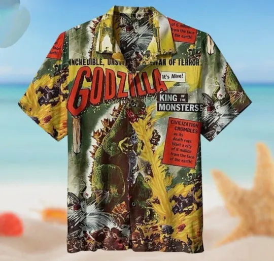 god zilla King Of Monsters Unisex Hawaiian Shirt Halloween Gift Best