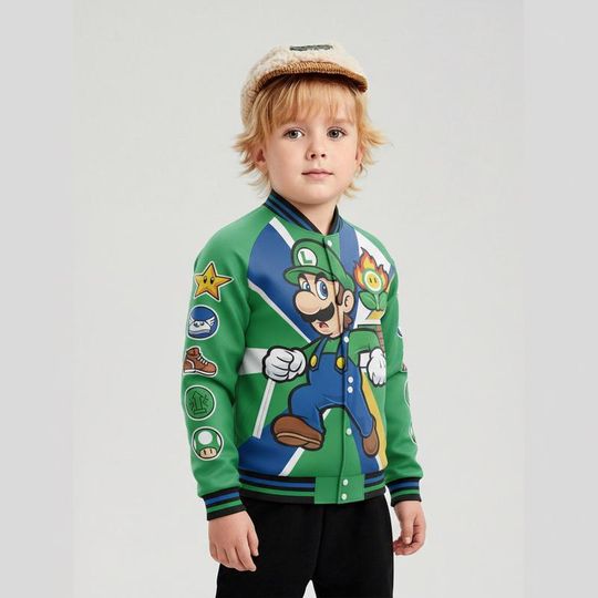 Personalized Super Mario Baseball Jacket Super Mario Luigi Baseball Jersey Mario Galaxy Movie Shirt Disneyland Mario Family Matching Shirt