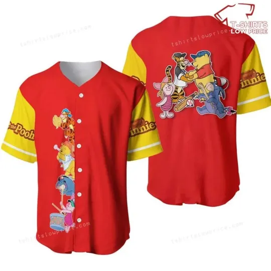 Discover Winnie The Pooh Team Baseball Jersey