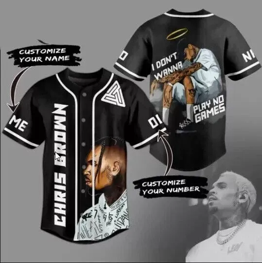 Discover Personalized Chris Brown I DonT Wanna Play No Games Baseball Jersey Fanmade 3D_7