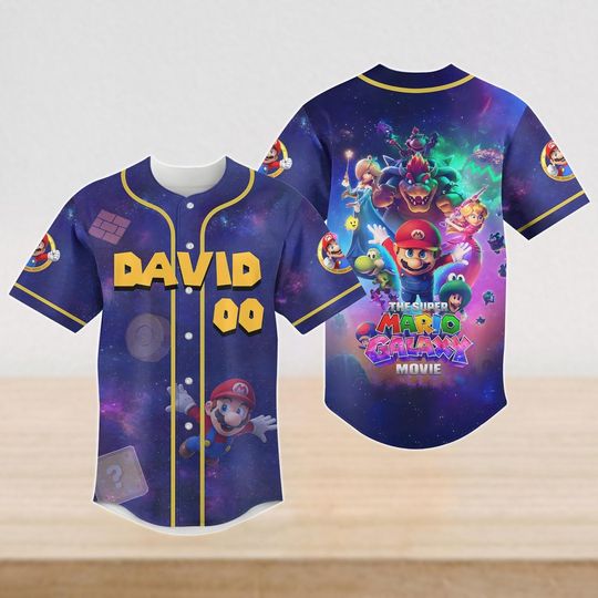 Discover Custom  Super Mario Galaxy Movie Baseball Jersey, Mario Since 85 Shirt, Nintendo World Family Jersey, Universal Orlando Birthday Gift