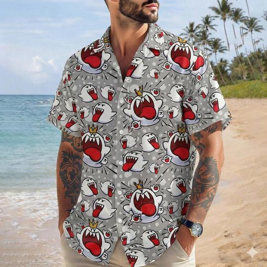 Discover King Boo Mario Hawaiian Shirt, Disneyland Super Mario Hawaiian Tee, Universal Studio Game Trip Shirt, Mario Galaxy Movie Tee, Gift For Him
