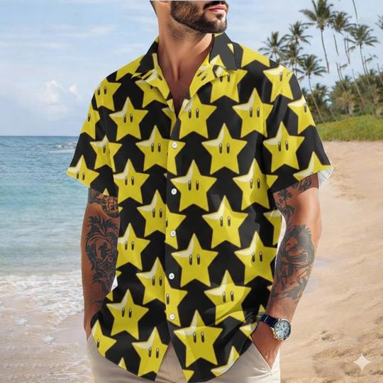 Discover Super Mario Hawaiian Shirt Super Star Mario Hawaiian Shirt Mario Galaxy Movie Tee Epic Universal Shirt Disneyland Summer Vacation Trip Tee