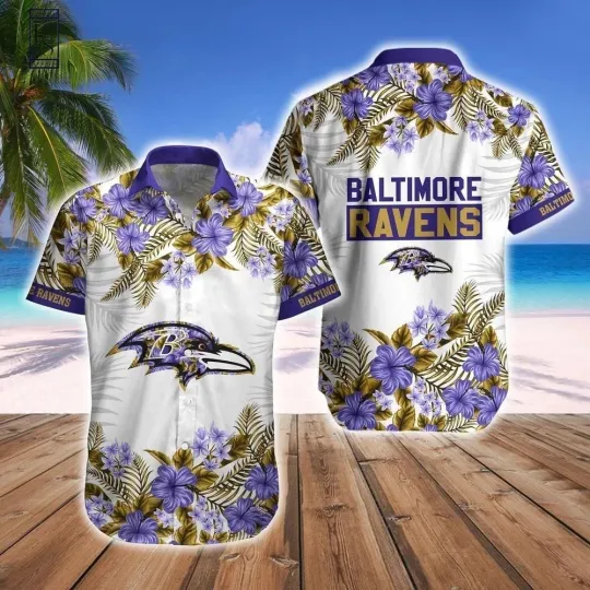 Discover Baltimore Football Ravenss Team Hawaiian Button Down Shirt