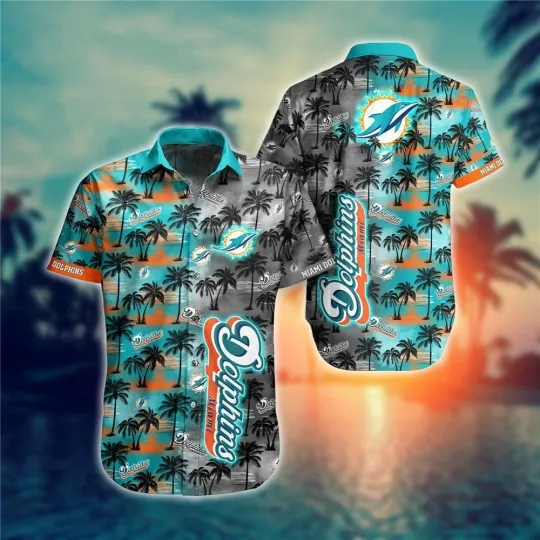 Discover Miami Football Dolphinss Team Hawaiian Button Down Shirt