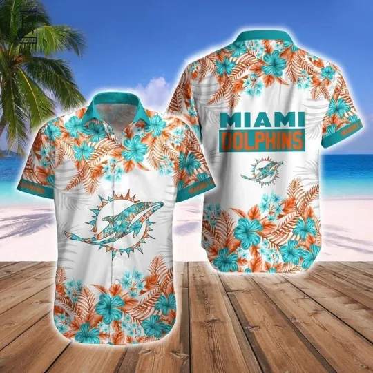 Discover Miami Football Dolphinss Team Hawaiian Button Down Shirt