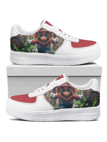 Super Mario Leather Low Top Sneakers for Kids, Men, Women