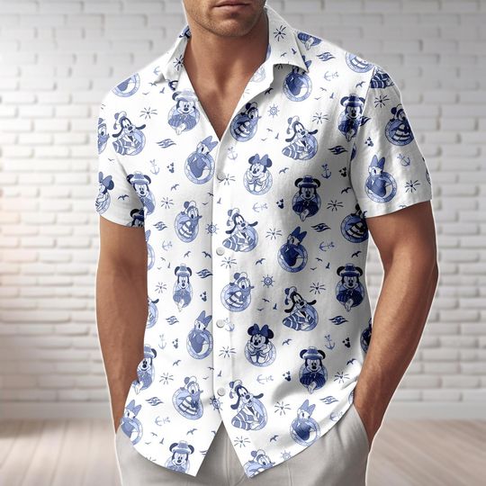 Discover Mickey Minnie Pluto Goofy Donald Daisy Cruise Time Line Destiny Button Shirt, Disney Cruise Hawaiian Shirt, Disney World Summer Trip