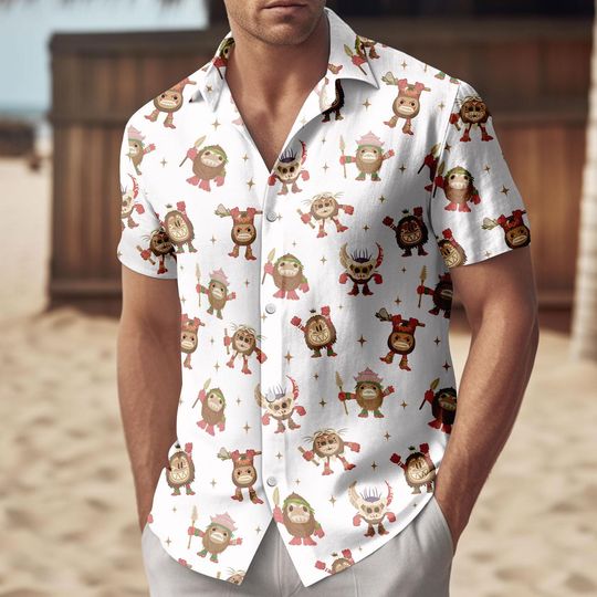 Discover Moana Kakamora Button Shirt, Disney Villain Beach Button Up, Disney Family Vacation Shirt for Men, Disney Moana Movie Summer Shirt