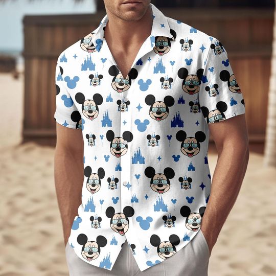 Discover Disneyland Dad Button Shirt/Shorts, Mickey Mouse Princess Security Hawaii Shirt, Disney Word Dad Man Short, Disney Trip Button Shirt