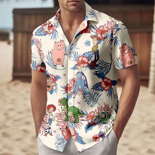 Discover Toy Story Summer Hawaiian Shirt, Woody Buzz Lightyear Tropical Button Shirt, Pixar Vacation Shirt, Disney Summer Outfit, Gift For Him