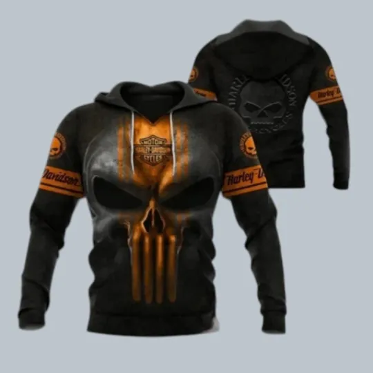 Discover Rare Skull Biker 3D Hoodie Full Print Unisex Men Women Youth