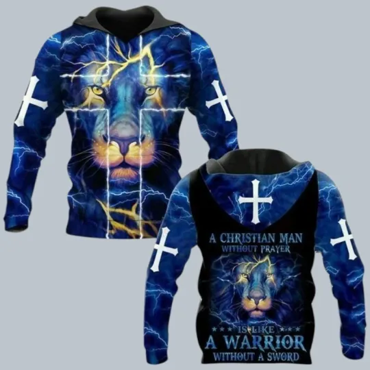 Discover Jesus Lion 3D Hoodie Christian Prayer Quote All Over Print Gift