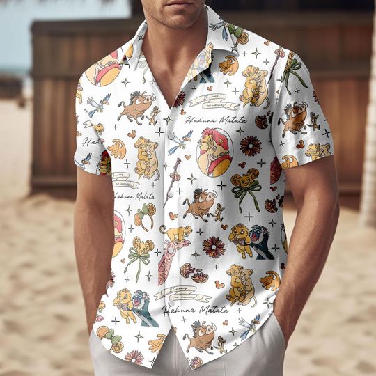 Disneyland Animal Kingdom Safari Button Shirt, Disney Simba Nala Mufasa Shirt, The Lion King Hawaii Shirt, Hakuna Matata Man Shorts