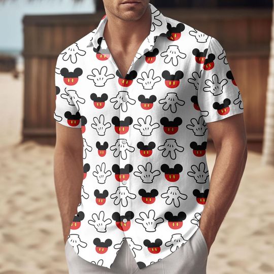 Discover Cute Disney Mickey Mouse Button Shirt, Disney Summer Button Up Shirt, Vacation Beach Shirt For Men, Disney Fan Gift, Disney Trip Shirt