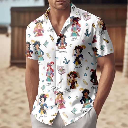 Discover Disney Princess Pirates Button Shirt, Why Be A Princess When You Can Be a Pirate Disney Princess Shirt, Pirates of Caribbean Girl Trip