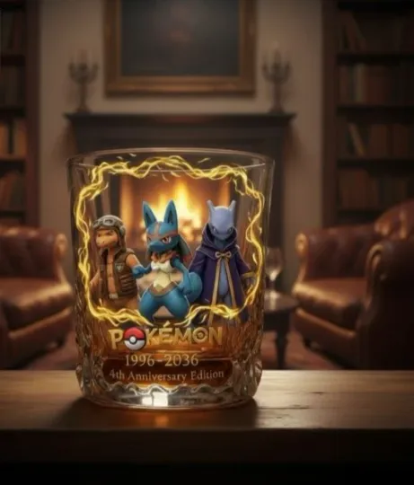 Lucario PKM 30Th Anniversary Whiskey Glass