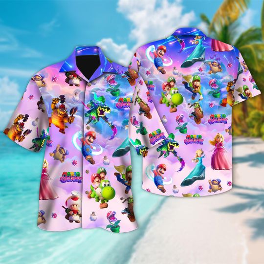 Discover Disney Hawaiian, Video Games Character Button Up, Childhood Game Series Hawaiian Shirt, Cute Characters Game Hawaii Shirt, Video Games Shirt