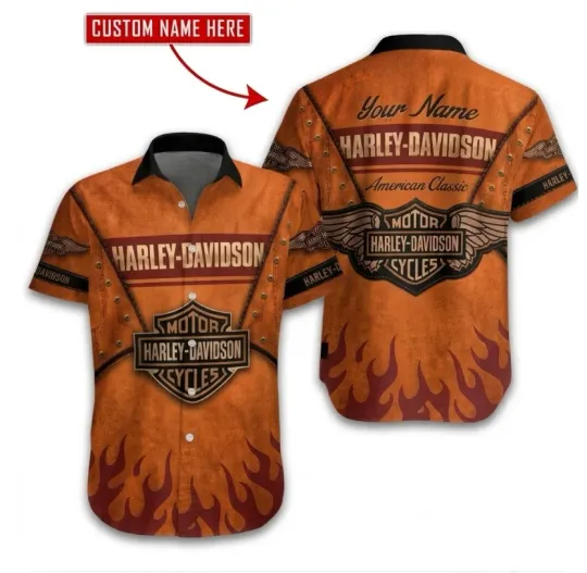 Discover Personalized Harley Motor Racing Davidson Casual Button Down Shirt Unisex Adults
