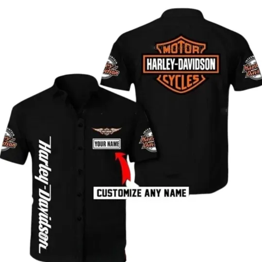 Discover Classic American Motorcycle 3D Hawaiian Shirt Biker Tropical Button Up