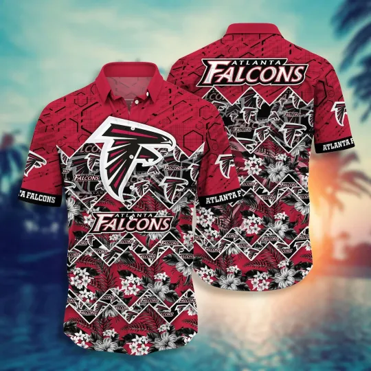 Atlanta Falcons Geometric Tropics Hawaiian, Gift For Friends