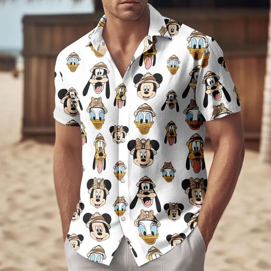 Discover Disney Mickey and Friends Animal Kingdom Safari Mode Button Shirt, Walt Disney World Trip Hawaii Shirt, Let's Get Wild, Disneyland Shir