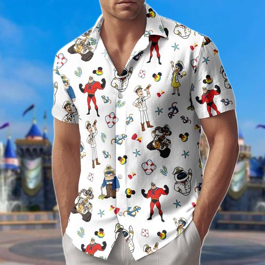 Disney Cruise Line Pixar Day At Sea 2026 Button Shirt, Toy Story Inside Out Monsters Inc Cruise Shirt, Disney Cruise Trip 2026 Shirt