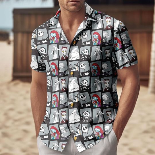 Nightmare Before Christmas Button Shirt/Shorts, Jack Sally Outfit, Spooky Disney Halloween Shirt, Jack Sally Halloween Shirt