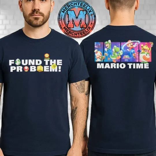 Discover The Super Mario Galaxy Movie Found The Problem Mario Time Navy T-Shirt