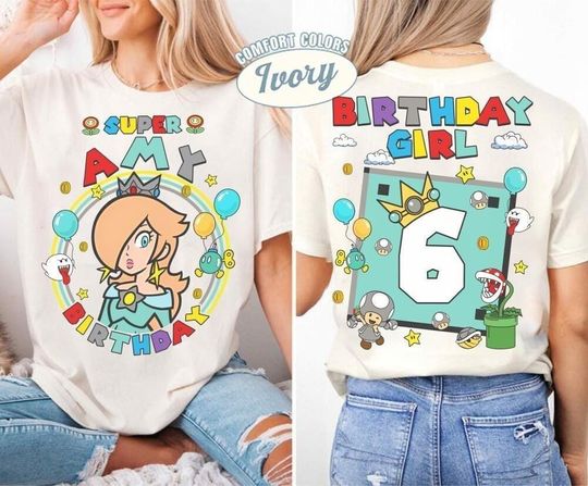 Discover Custom Mario Princess Rosalina Birthday Shirt, Mario Galaxy Movie Shirt, Epic Universe Mario Family Shirt, Mario Party Birthday Girl Gift -7