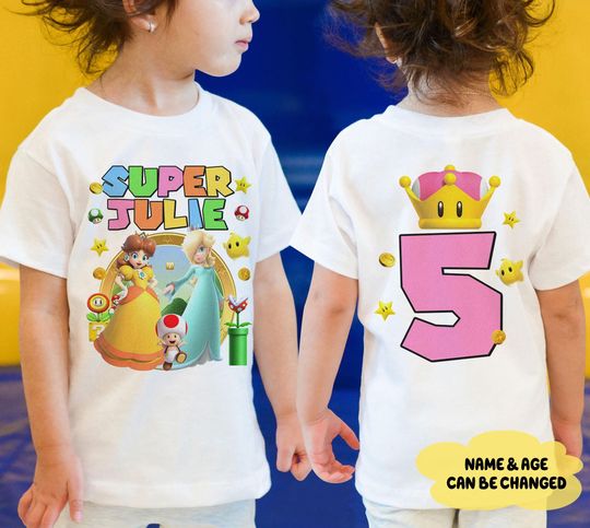 Discover Daisy And Rosalina Princess Birthday Shirt, Super Mario Birthday Shirt, Birthday Princess Shirt, Mario Birthday Girl, Family Birthday Shirt