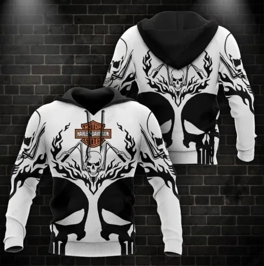 Discover Haarleyy Davidson Skull Hoodie 3D All Over Prints Size S-5XL