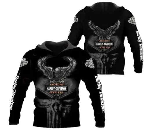 Discover Haarleyy Davidson Skull Hoodie 3D All Over Prints Size S-5XL