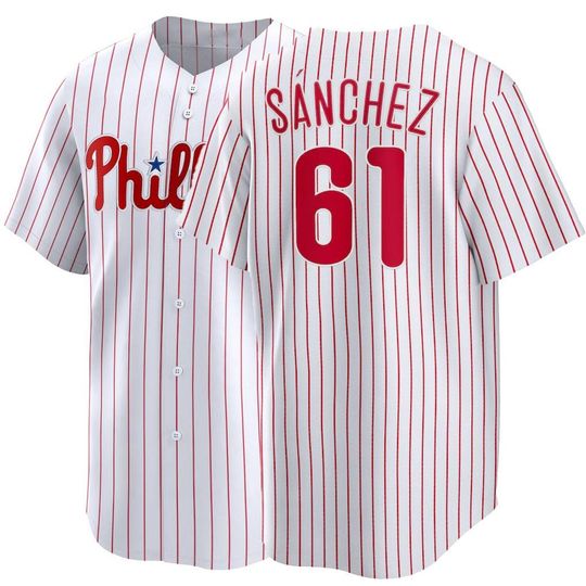 Discover Custom  Philadelphia  Baseball Jersey #61 Cristopher Sanchez,Men's/Youth White 2026