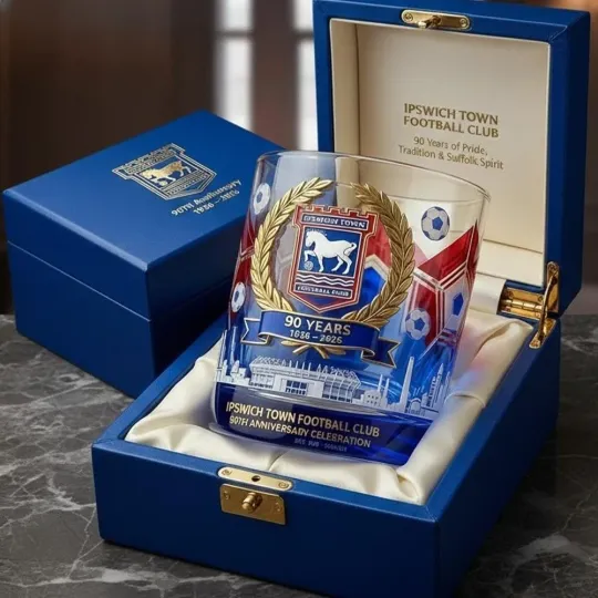 Discover Ipswich Town FC 90Th Anniversary Whiskey Glass