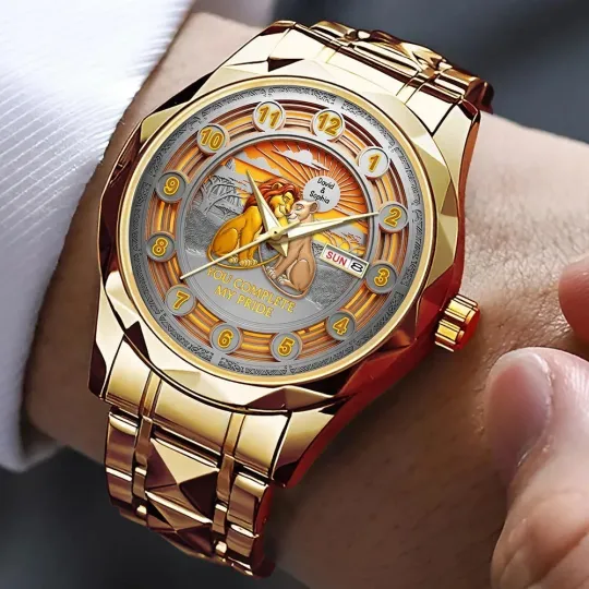 Discover Personalized Mufasa Sarabi Lion King Couple Men Alloy Luxury Quartz Watch Gift
