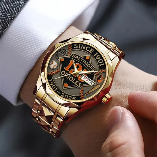 Discover Personalized Baltimore Baseball Orioless Team Men Alloy Luxury Quartz Watch Gift