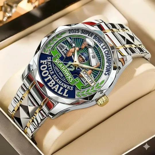 Discover Personalized Seattle Football Seahawkss Team Men Alloy Luxury Quartz Watch Gift