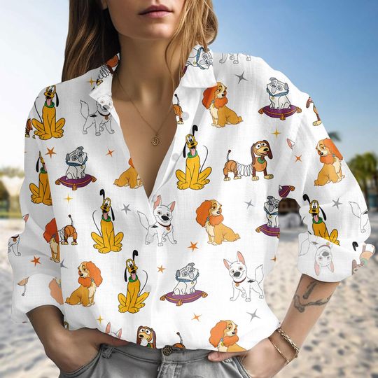 Discover Pluto Disney Puppy Casual Shirt, Disney Pet Lovers Blouse Shirt, Disney Dogs Shirt, Lady and the Tramp Shirt, Disneyland Shirt