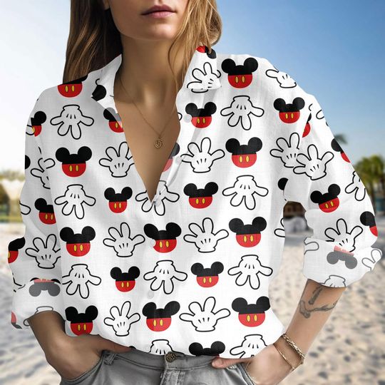 Discover Disney Mickey Mouse Casual Women Shirt, Cute Mickey Blouse Shirt, Casual Disney Trip Outfit for Women, Gift For Disneyland