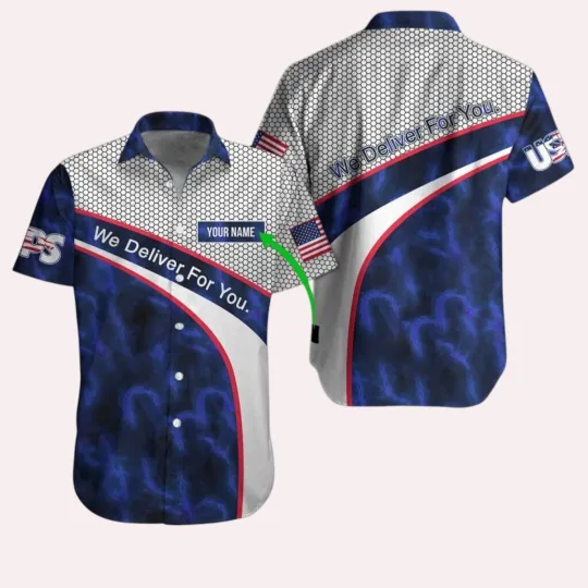 Mens Postal Service Postal Service Tropical Hawaiian 3D Hawaii Shirt