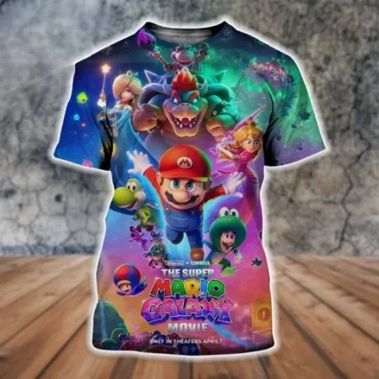 New Look At The Poster For The Super Mario Galaxy Movie Only T-Shirt 3D