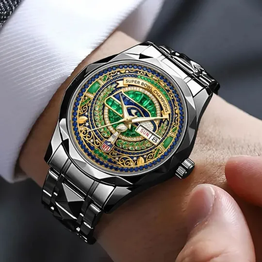 Discover Seattle Football Seahawkss Team Men Alloy Luxury Quartz Watch Gift