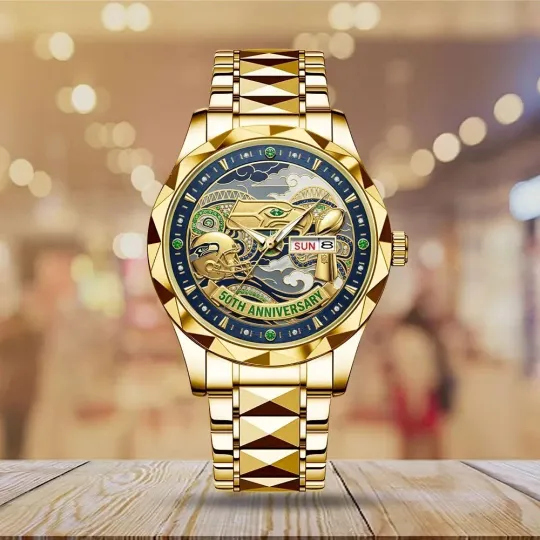 Discover Seattle Football Seahawkss Team Men Alloy Luxury Quartz Watch Gift