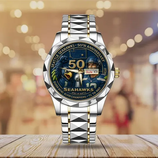 Discover Seattle Football Seahawkss Team Men Alloy Luxury Quartz Watch Gift