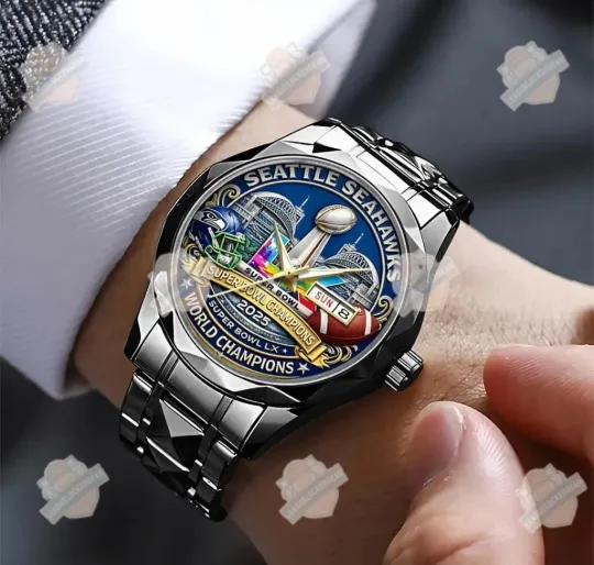 Discover Seattle Football Seahawkss Team Men Alloy Luxury Quartz Watch Gift