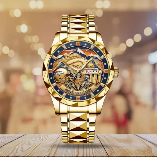 Discover Denver Football Broncoss Team Men Alloy Luxury Quartz Watch Gift